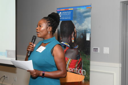 Anne Wahome, from Kenya, speaks at OE AGM and Donor Celebration